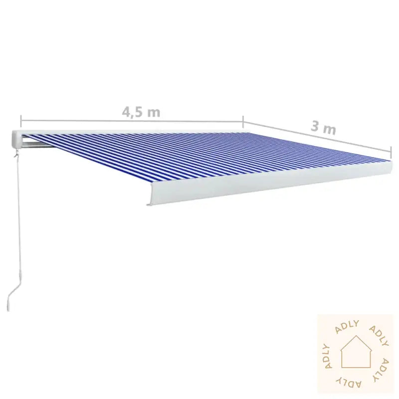 Manuell Kassettmarkise 450X300 Cm Blå Og Hvit