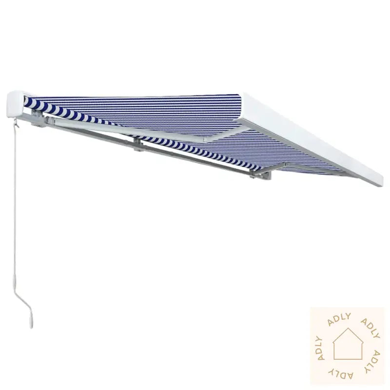 Manuell Kassettmarkise 500X300 Cm Blå Og Hvit
