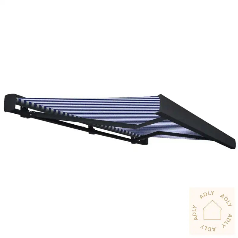 Motorisert Kassettmarkise 350X250 Cm Blå Og Hvit