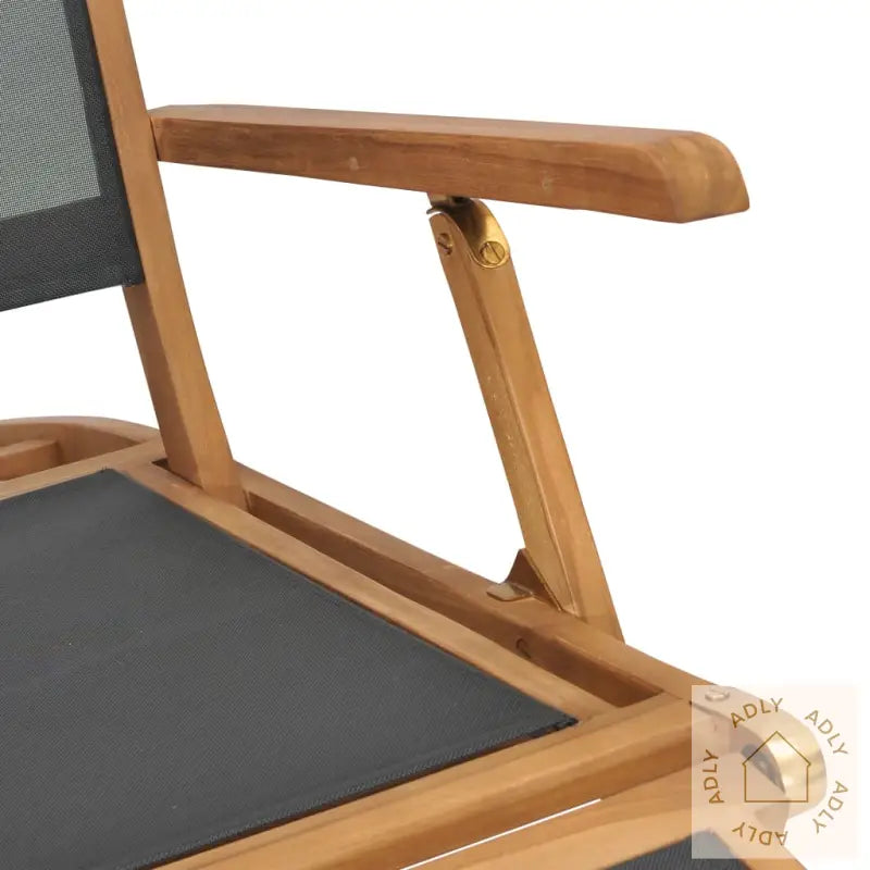 Fluktstol Med Fotstøtte Heltre Teak Svart