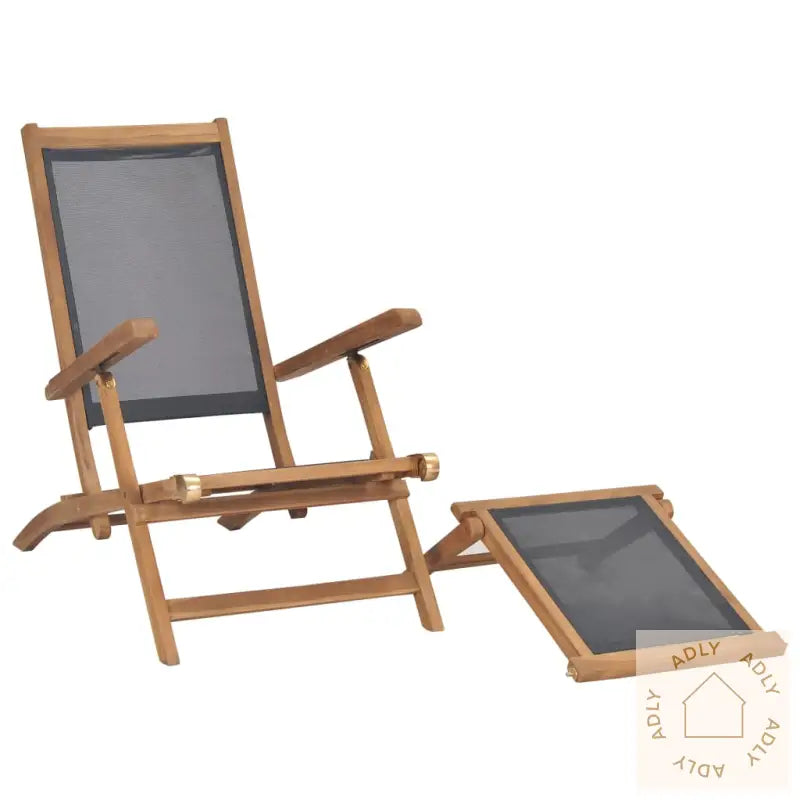 Fluktstol Med Fotstøtte Heltre Teak Svart