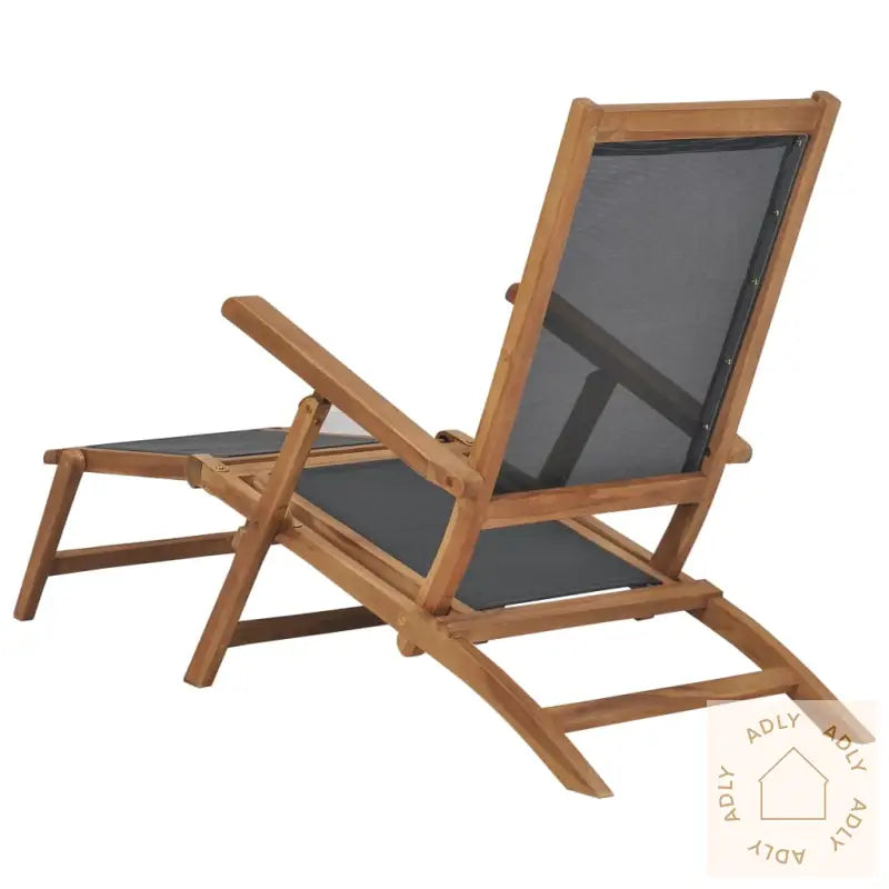 Fluktstol Med Fotstøtte Heltre Teak Svart