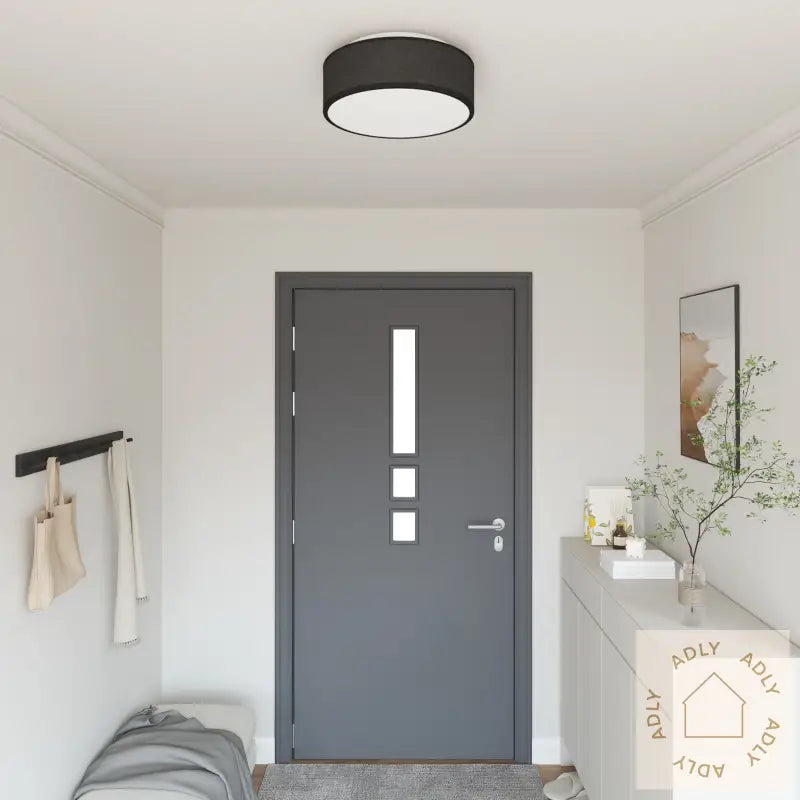 Taklamper Flush Mount Svart Ø 38 Cm Stoff E27