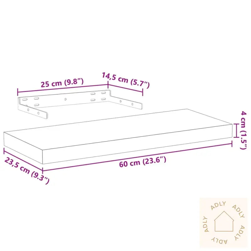 Flytende Hyller 2 Stk 60X23,5X4 Cm Konstruert Tre