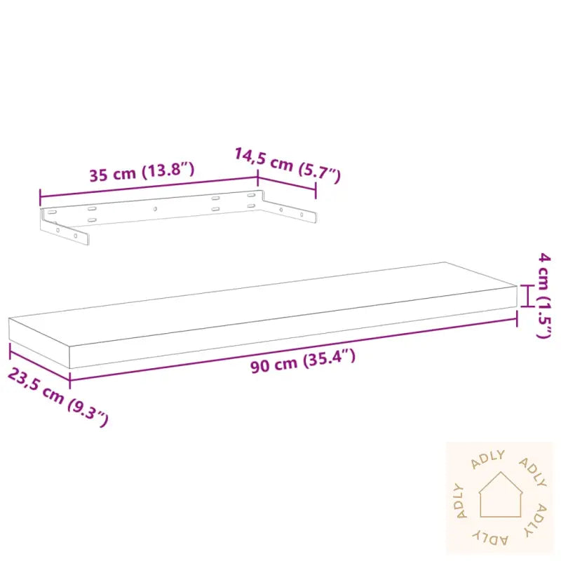 Flytende Hyller 4 Stk 90X23,5X4 Cm Konstruert Tre