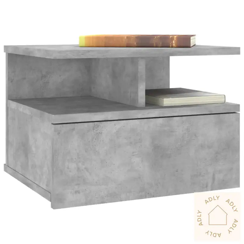 Flytende Nattbord Betonggrå 40X31X27 Cm Konstruert Tre