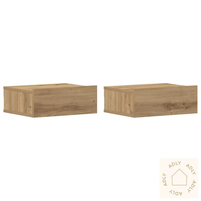 Flytende Nattbord 2 Stk Artisan Eik 40X32X15 Cm Konstruert Tre
