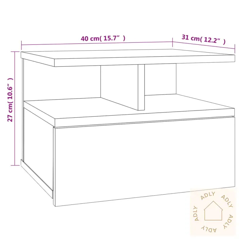 Flytende Nattbord 2 Stk Røkt Eik 40X31X27 Cm Konstruert Tre