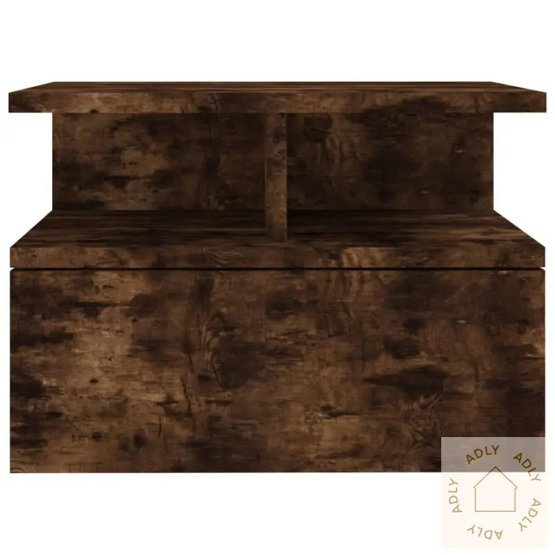 Flytende Nattbord 2 Stk Røkt Eik 40X31X27 Cm Konstruert Tre