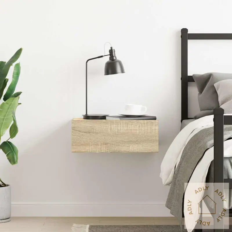 Flytende Nattbord Sonoma Eik 40X30X15 Cm Konstruert Tre