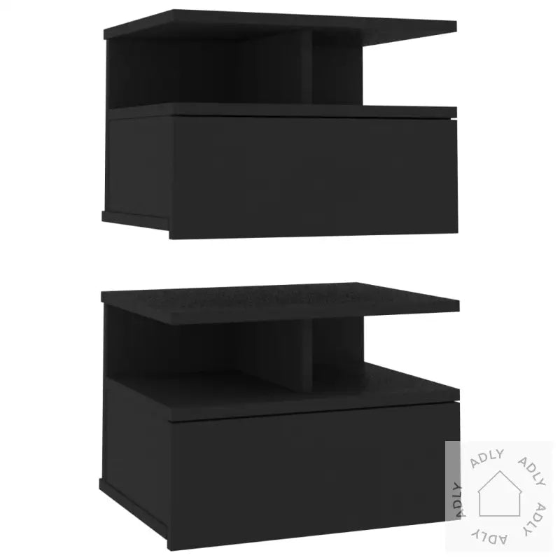 Flytende Nattbord 2 Stk Svart 40X31X27 Cm Konstruert Tre