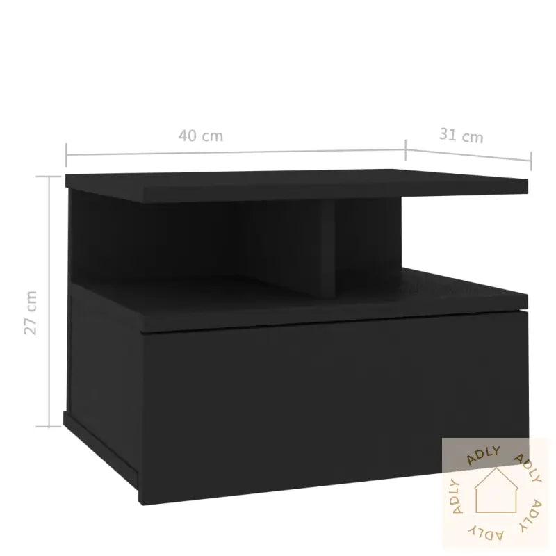 Flytende Nattbord 2 Stk Svart 40X31X27 Cm Konstruert Tre