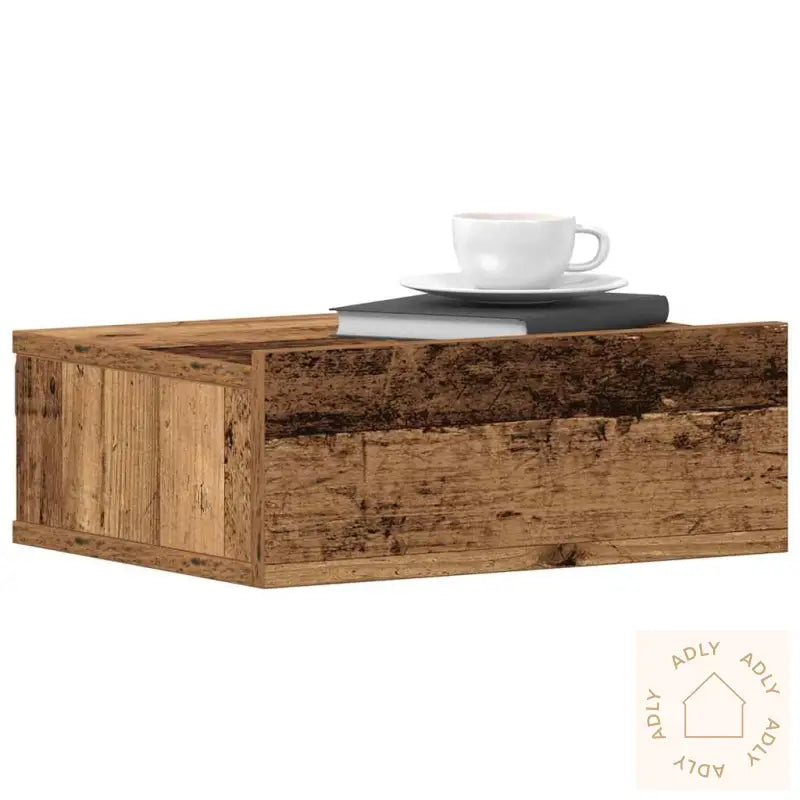 Flytende Nattbord 2 Stk Gammelt Tre 40X32X15 Cm Konstruert Tre