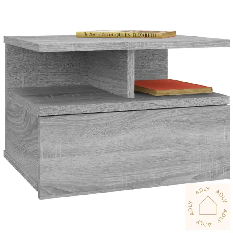 Flytende Nattbord 2 Stk Grå Sonoma 40X31X27 Cm Konstruert Tre