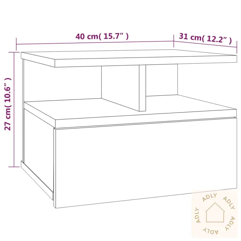 Flytende Nattbord 2 Stk Grå Sonoma 40X31X27 Cm Konstruert Tre
