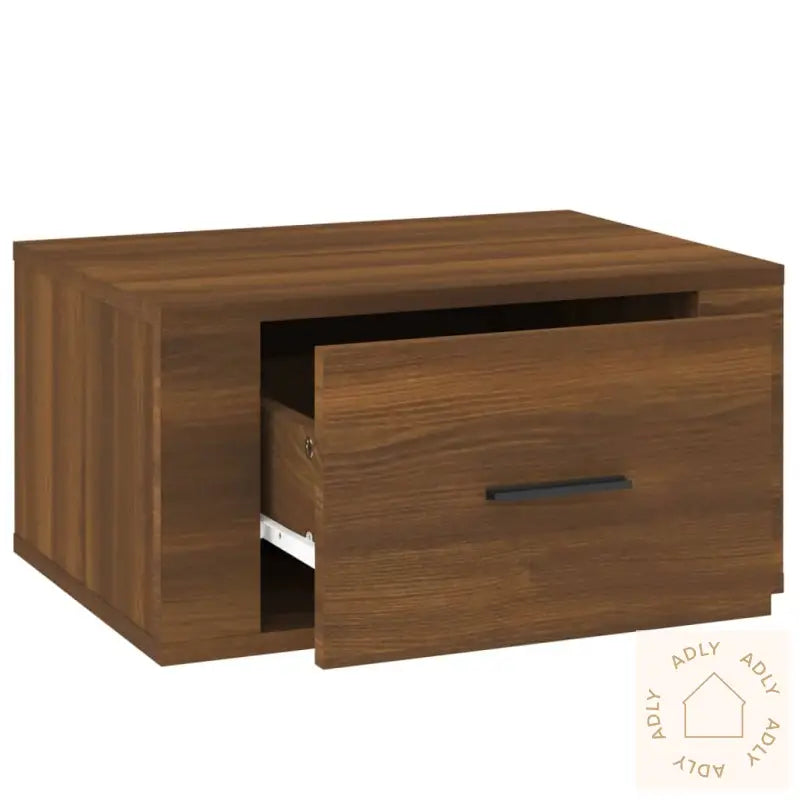 Veggmonterte Nattbord 2 Stk Brun Eik 50X36X25 Cm