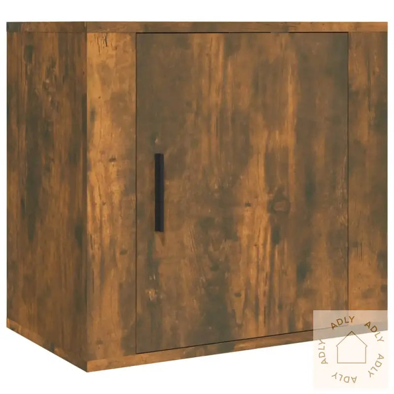 Veggmonterte Nattbord 2 Stk Røkt Eik 50X30X47 Cm