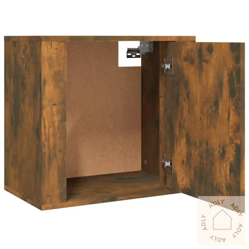 Veggmonterte Nattbord 2 Stk Røkt Eik 50X30X47 Cm