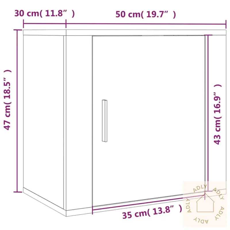 Veggmonterte Nattbord 2 Stk Røkt Eik 50X30X47 Cm