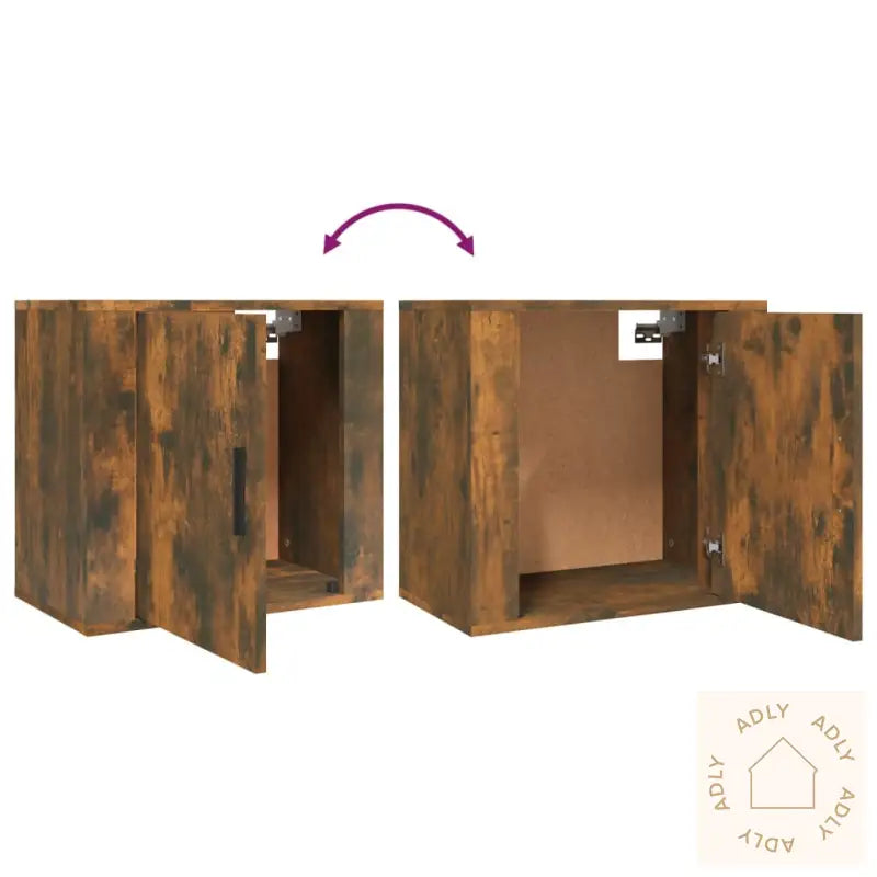 Veggmonterte Nattbord 2 Stk Røkt Eik 50X30X47 Cm