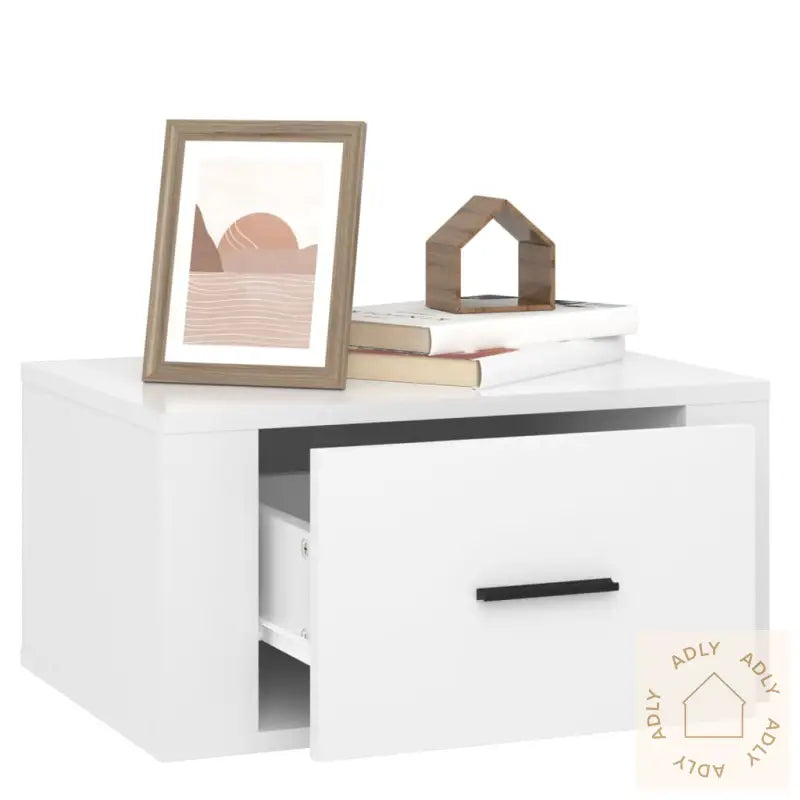 Veggmonterte Nattbord 2 Stk Høyglans Hvit 50X36X25 Cm