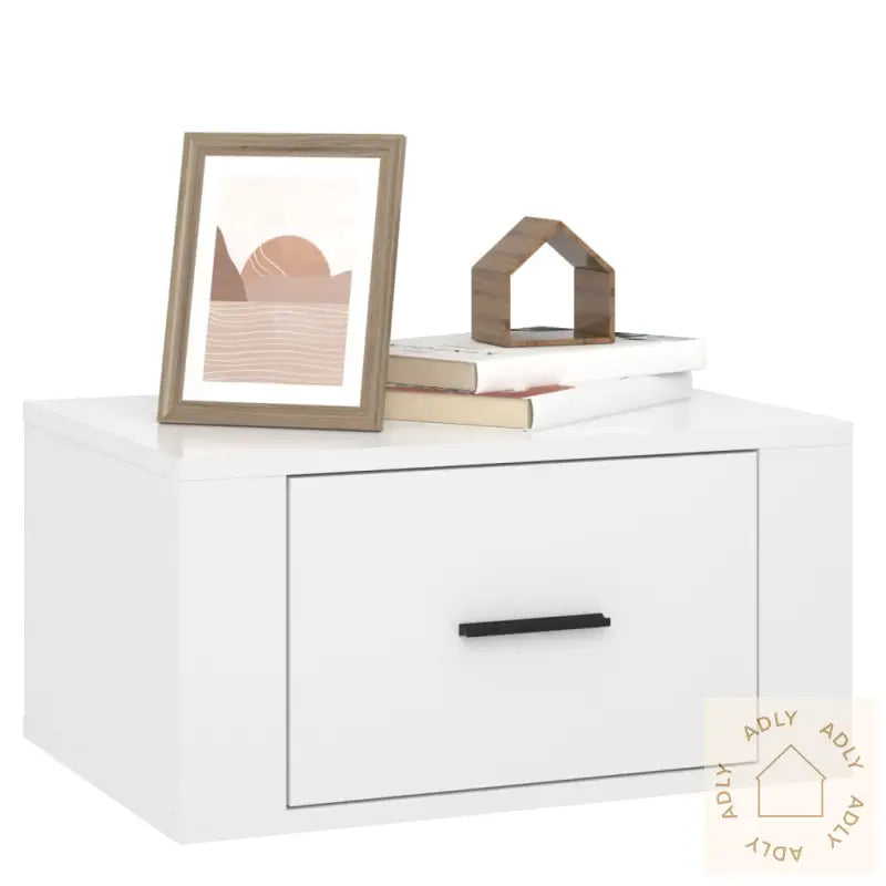 Veggmonterte Nattbord 2 Stk Høyglans Hvit 50X36X25 Cm