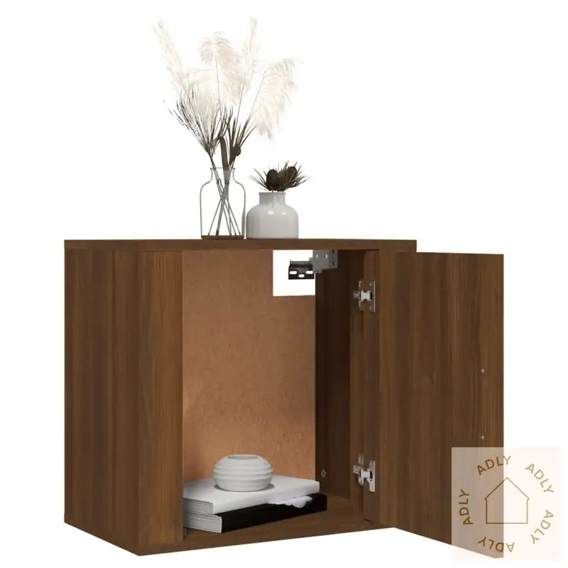 Veggmonterte Nattbord 2 Stk Brun Eik 50X30X47 Cm