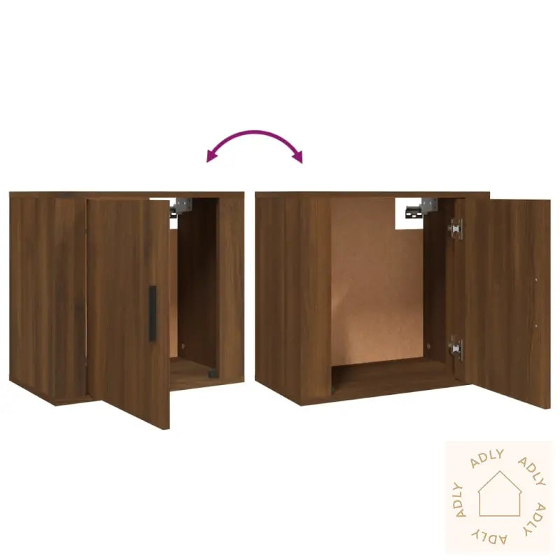 Veggmonterte Nattbord 2 Stk Brun Eik 50X30X47 Cm
