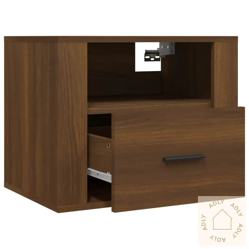 Veggmonterte Nattbord 2 Stk Brun Eik 50X36X40 Cm