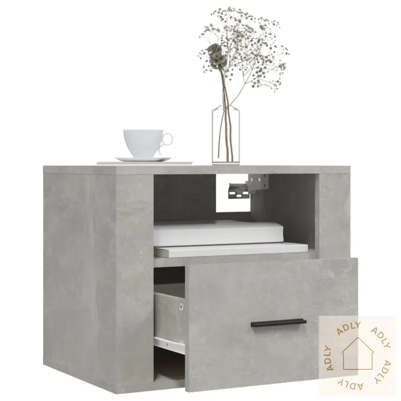 Veggmonterte Nattbord 2 Stk Betonggrå 50X36X40 Cm