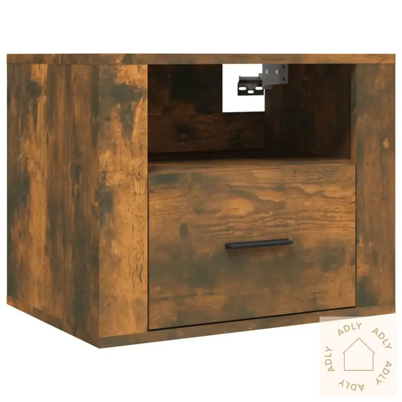 Veggmonterte Nattbord 2 Stk Røkt Eik 50X36X40 Cm