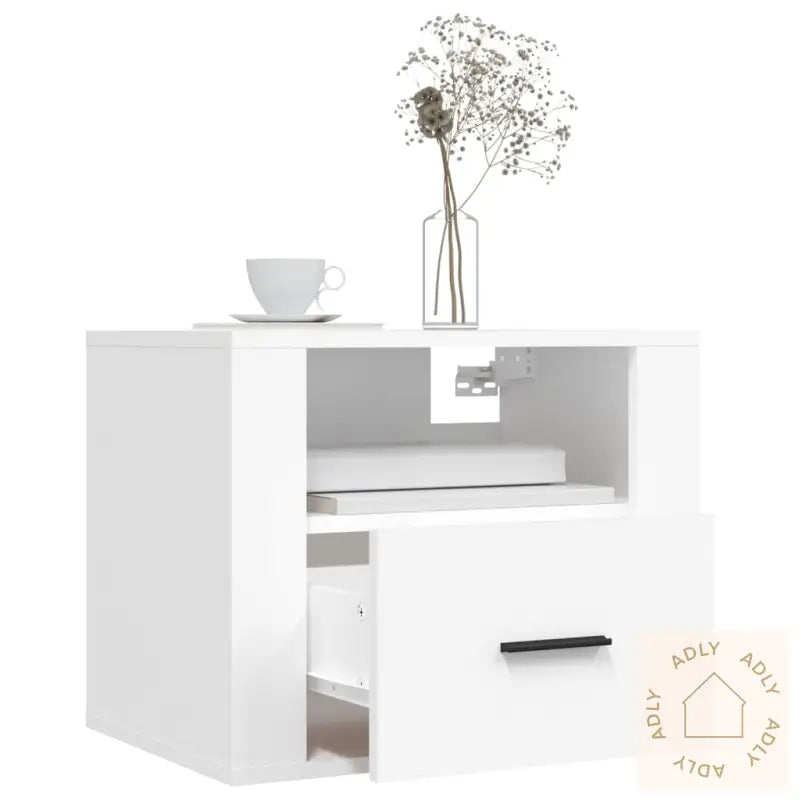 Veggmonterte Nattbord 2 Stk Hvit 50X36X40 Cm