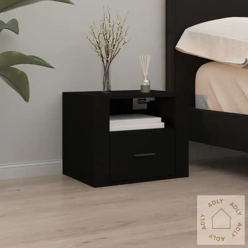 Veggmonterte Nattbord 2 Stk Svart 50X36X40 Cm