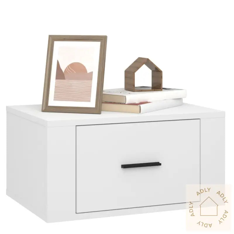 Veggmonterte Nattbord 2 Stk Hvit 50X36X25 Cm