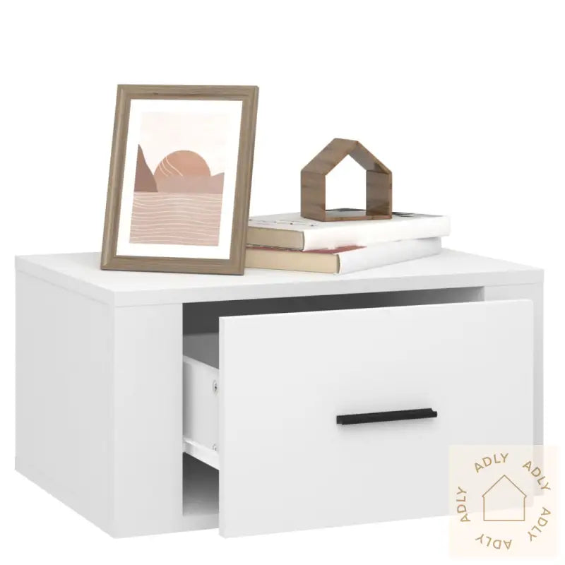 Veggmonterte Nattbord 2 Stk Hvit 50X36X25 Cm