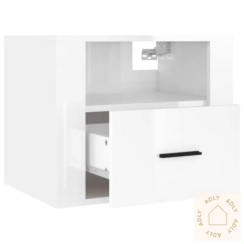 Veggmonterte Nattbord 2 Stk Høyglans Hvit 50X36X40 Cm