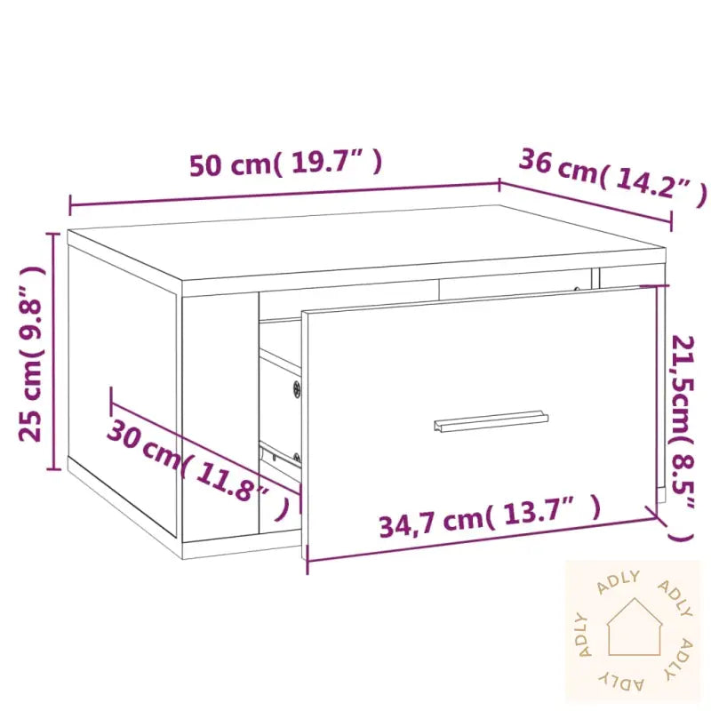 Veggmonterte Nattbord 2 Stk Røkt Eik 50X36X25 Cm