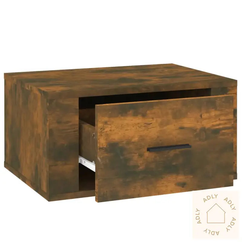 Veggmonterte Nattbord 2 Stk Røkt Eik 50X36X25 Cm