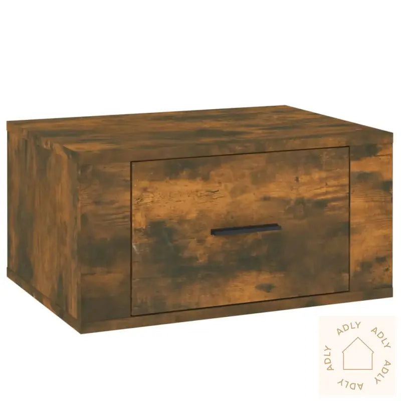 Veggmonterte Nattbord 2 Stk Røkt Eik 50X36X25 Cm