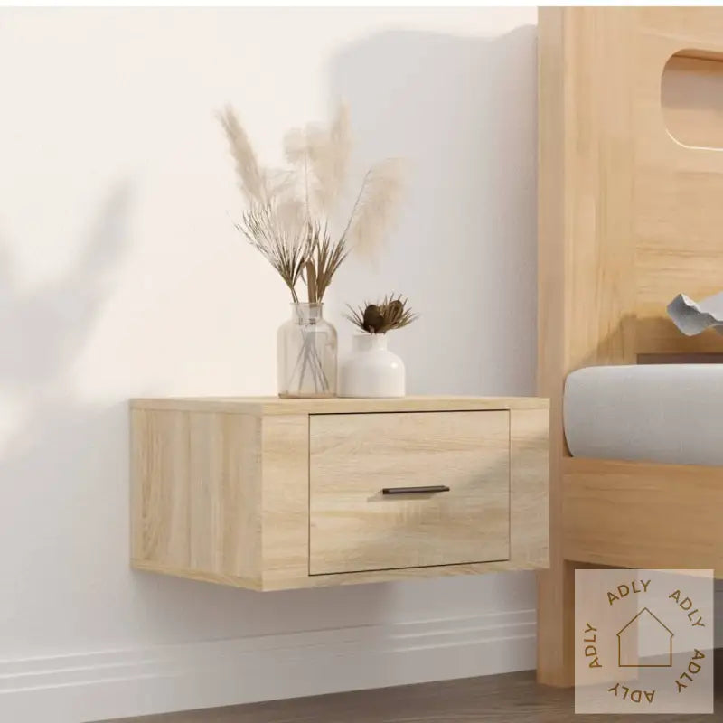 Veggmonterte Nattbord 2 Stk Sonoma Eik 50X36X25 Cm