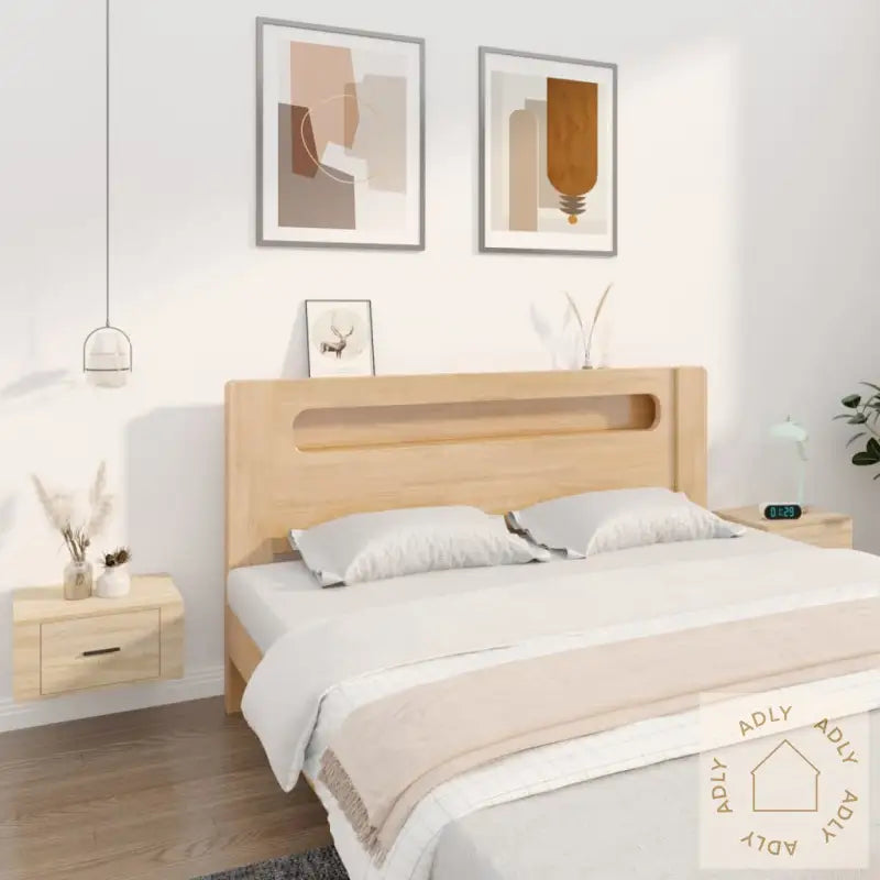 Veggmonterte Nattbord 2 Stk Sonoma Eik 50X36X25 Cm