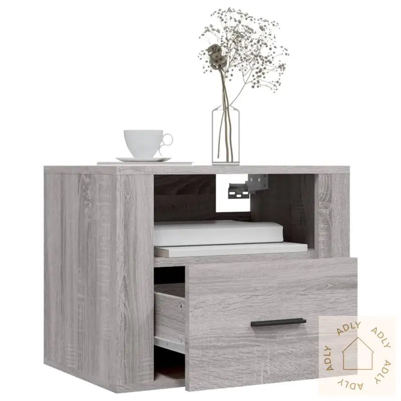 Veggmonterte Nattbord 2 Stk Grå Sonoma 50X36X40 Cm