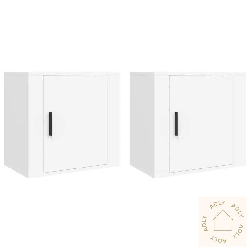 Veggmonterte Nattbord 2 Stk Hvit 50X30X47 Cm