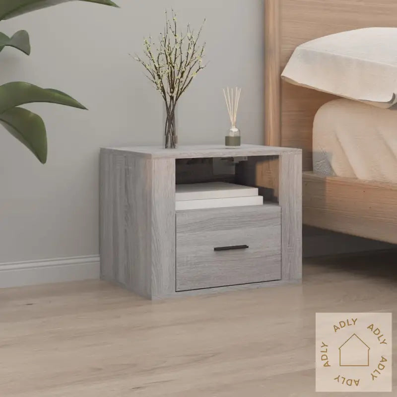Veggmonterte Nattbord 2 Stk Grå Sonoma 50X36X40 Cm