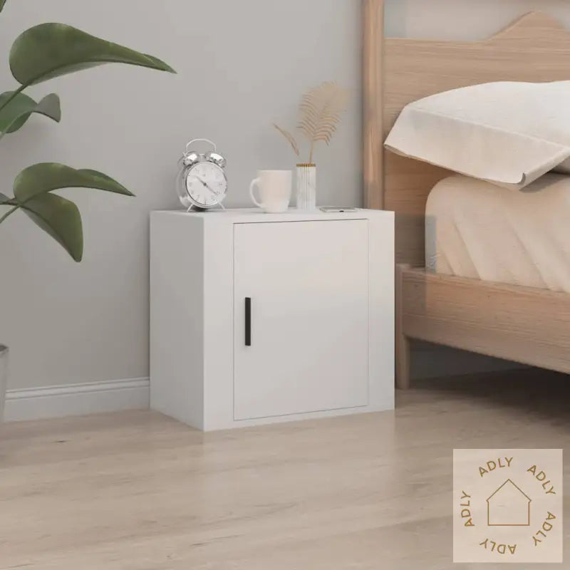 Veggmonterte Nattbord 2 Stk Hvit 50X30X47 Cm