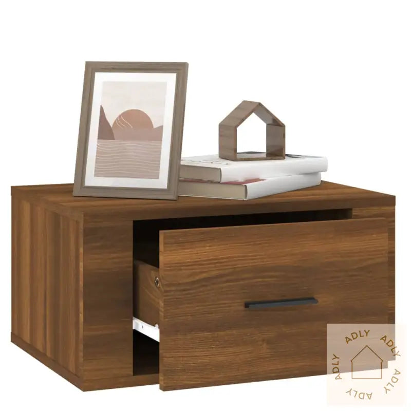 Veggmontert Nattbord Brun Eik 50X36X25 Cm