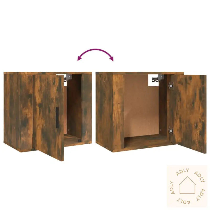 Veggmontert Nattbord Røkt Eik 50X30X47 Cm