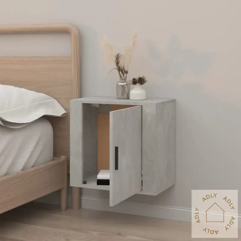 Veggmontert Nattbord Betonggrå 50X30X47 Cm