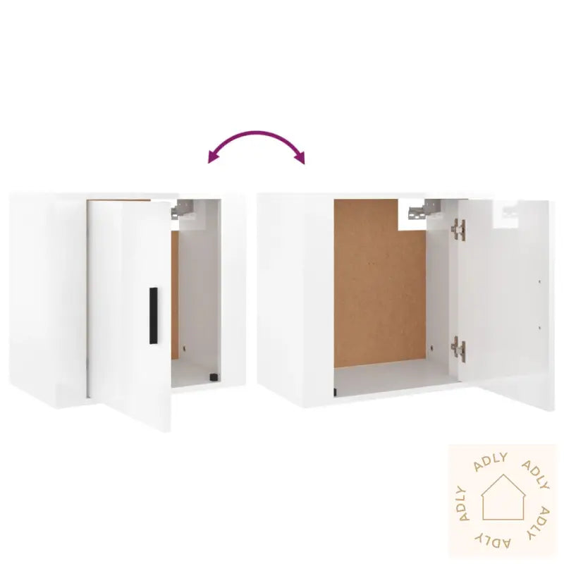 Veggmontert Nattbord Høyglans Hvit 50X30X47 Cm