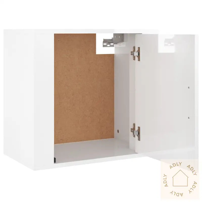 Veggmontert Nattbord Høyglans Hvit 50X30X47 Cm